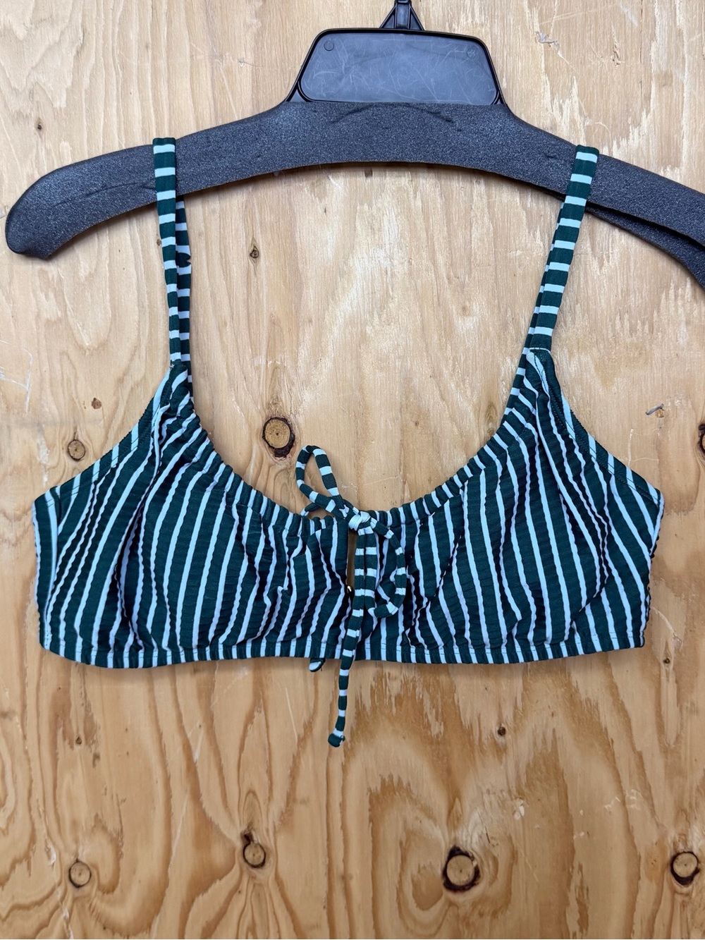 Adore Me Green & White Striped Seersucker Bralette Bikini Top Size M